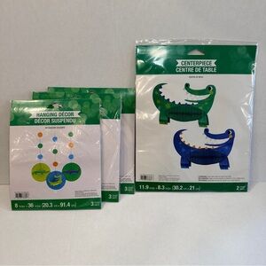 Alligator Party Decorations: 1-pack Centerpiece & Three 3-packs Hanging Decor